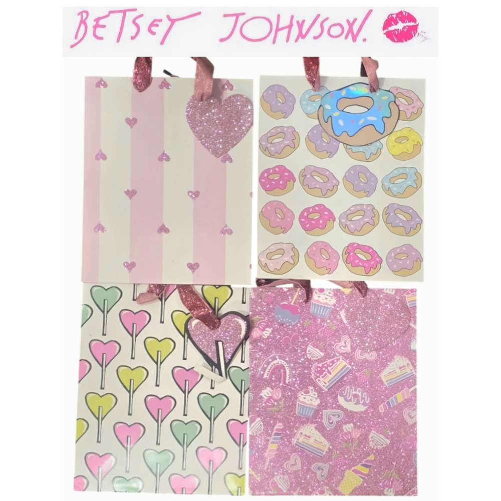 Betsey Johnson Set Of 4 Glitter Assorted Gift Bags
